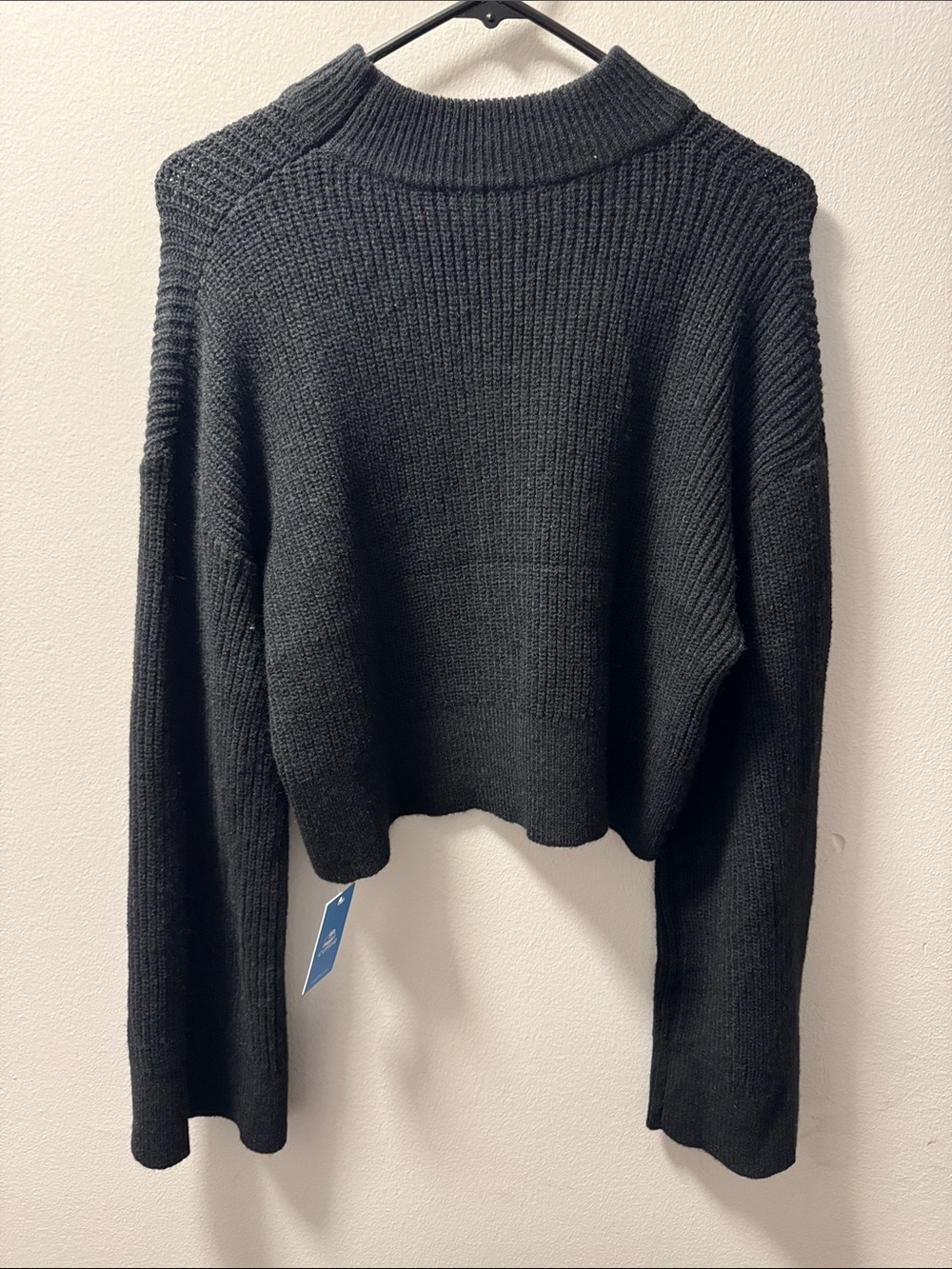 Cupshe Black Ribbed Funnel Neck Sweater